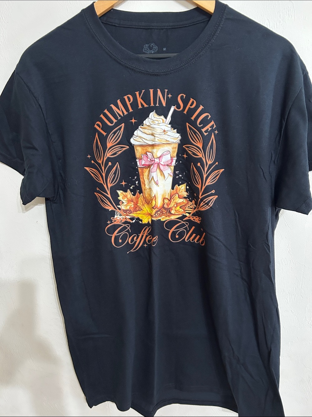 Pumpkin Spice Coffee Club Graphic Tee - NEW Black Fruit of the loom Size M
